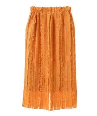 Green Parks ジャガードストライプフリルＩラインスカート Orange