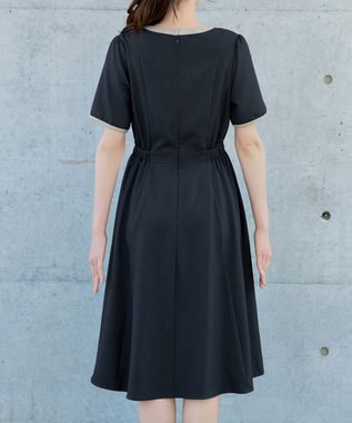 Tiaclasse L 配色フレアワンピース ネイビー