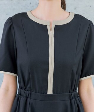 Tiaclasse L 配色フレアワンピース ネイビー