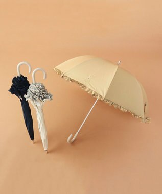 MOONBAT 【日傘】ポール & ジョー (PAUL & JOE　ACCESSOIRES) クリザンテームワンポイント フリル 雨の日OK スライド式 一級遮光 遮熱 UV