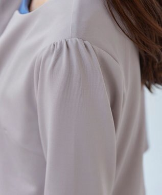 Tiaclasse L 【洗える】袖口リボンカットソーボレロカーディガン グレージュ