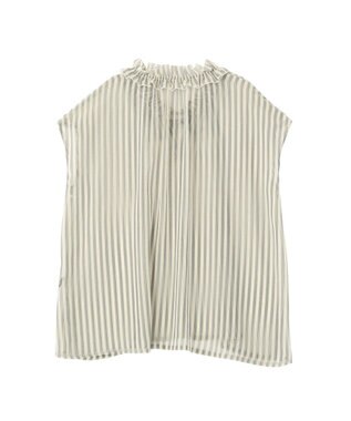 YECCA VECCA ギャザーリボンブラウス Stripe