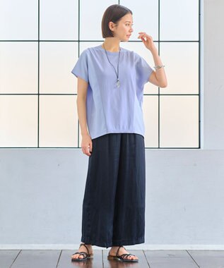 自由区 【洗える・XSサイズあり】ハイブリットレーヨンアムンゼン ブラウス ダルブルー系