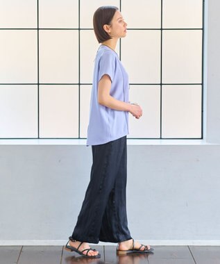 自由区 【洗える・XSサイズあり】ハイブリットレーヨンアムンゼン ブラウス ダルブルー系