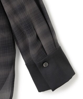 ICB 【洗える】シアーボイル バンドカラーシャツ オンブレーチェック