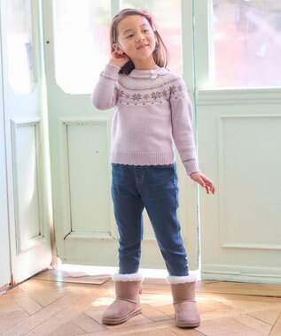 ANY KIDS ノルディック柄 ニット ラベンダー系