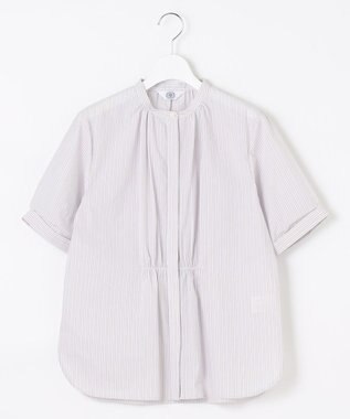 J.PRESS LADIES 【洗える】APESCO ストライプ バンドカラー ブラウス ベージュ系1