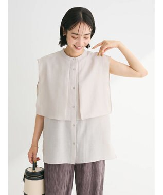 Green Parks レイヤードノースリーブブラウス Light Gray