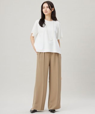 自由区 L 【SHIHOさんコラボ・洗える】バックサテンジョーゼットワイド パンツ モカ