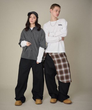 WEGO 【ユニセックス着用ITEM】ステッチカラーチノパンツ ブラック