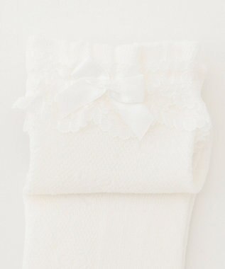 ANY KIDS 【日本製】レース ラメ ショート ソックス アイボリー