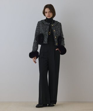 GRACE CONTINENTAL ツイードコンビジャケット ブラック