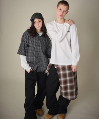 WEGO 【ユニセックス着用ITEM】ステッチカラーチノパンツ ブラック