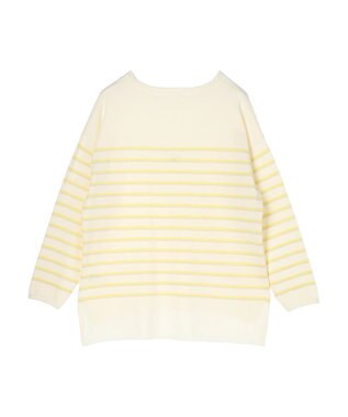 Green Parks ラメ入りボーダーニットプルオーバー Yellow