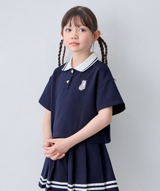 ANY KIDS 【洗濯機可能/吸汗速乾】ドライタッチ ショート丈ポロシャツ ネイビー