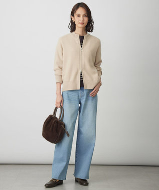 J.PRESS LADIES L CAT ジップアップ ブルゾン ニット ベージュ系