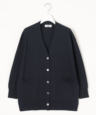 J.PRESS LADIES 【洗える】 Co/Peライト Vネック ロング カーディガン ネイビー系