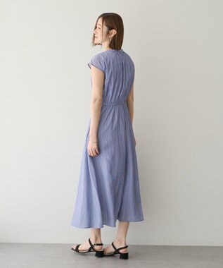 YECCA VECCA ギャザードロストワンピース Stripe