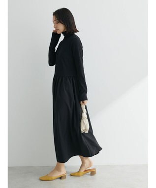 Green Parks ・ＳＵＧＡＲ　ＳＰＯＯＮ　ハイネックギャザーワンピース Black