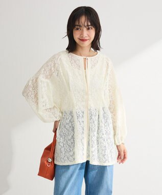 Green Parks メッシュレースタック入りプルオーバー Ivory