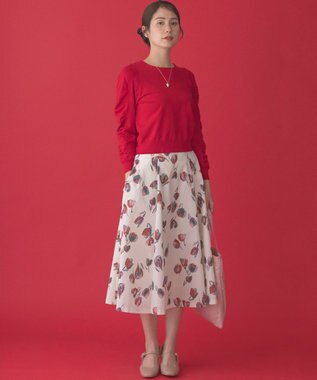組曲 チューリッププリント フレアスカート バレンタインレッド系5