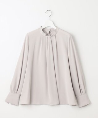 自由区 【洗える】ライトサテン ブラウス ライトグレー系