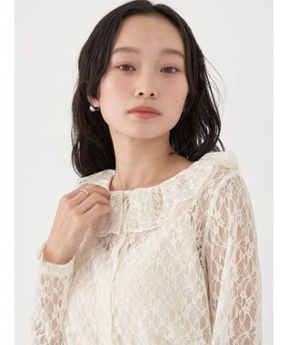 earth music&ecology ポコポコレースブラウス Ivory