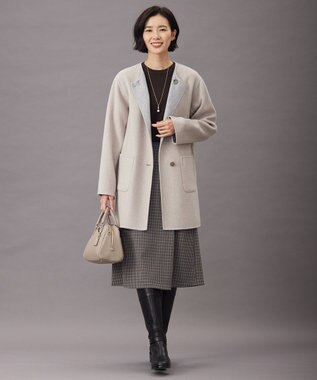 J.PRESS LADIES L 【洗える】SEMI WORSTED WOOL クルーネック ニット ダークブラウン系