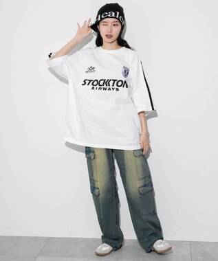 WEGO 【ユニセックス着用ITEM/手洗い可/MLサイズ】ラインゲームロゴT ホワイト