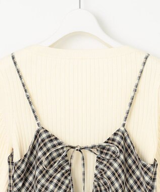 Feroux 【セットアイテム・洗える】パフスリーブニット×キャミソール ワンピース ブラック系2