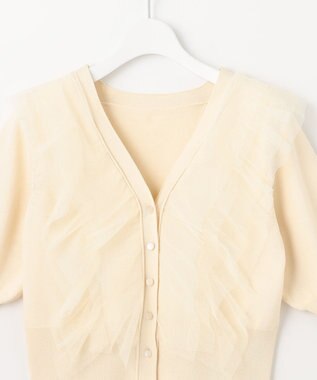 Feroux 【美人百花7月号掲載】チュールコンビパフスリーブ ニット アイボリー系