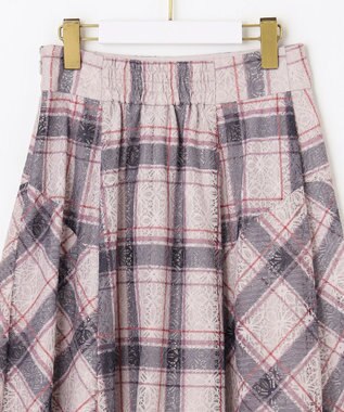 ANY SIS 【洗える】レースオンチェック スカート アイボリー系