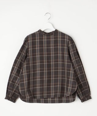 J.PRESS LADIES 【洗える】綿セルロースクリアチェック ボリューム袖 ブラウス グレー系3