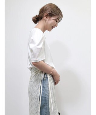 AMERICAN HOLIC 接触冷感タックスリーブ５分袖カットプルオーバー Off White