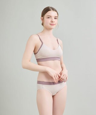 une nana cool 綿ベア天竺 カラーブロッキング ノンワイヤーブラジャー ナチュラル