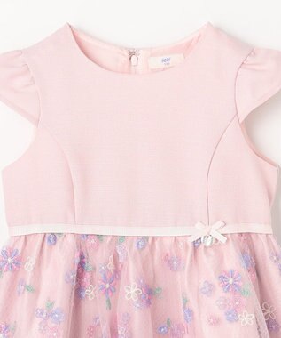 ANY KIDS 花柄刺繍ワンピース ピンク