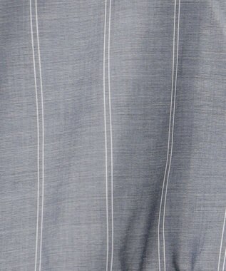 ANY L 半袖ティアードブラウス チャコール×ストライプ