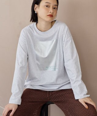 AMERICAN HOLIC ボックス箔プリントロングTシャツ Gray Mixture