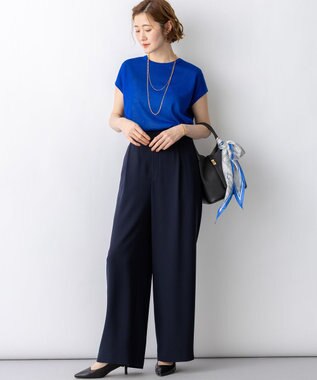 23区 L 【先行予約】シャイニーシアー ノースリーブ ニット ブルー系