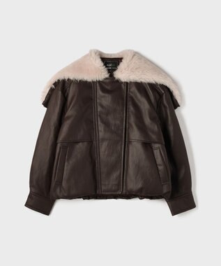 GRACE CONTINENTAL フェイクレザーボンバージャケット ダークブラウン