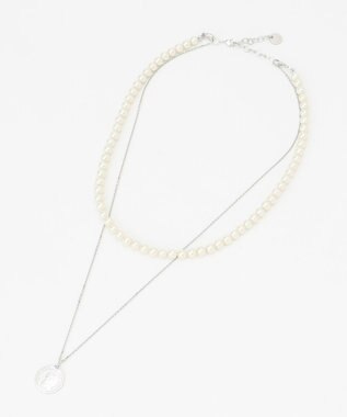 J.PRESS LADIES 【3WAY】 パールコイン 2連 ネックレス シルバー系
