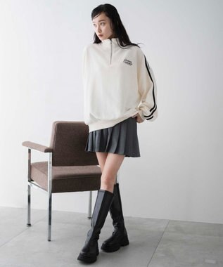 WEGO ラインハーフジップBIGスウェット オフホワイト