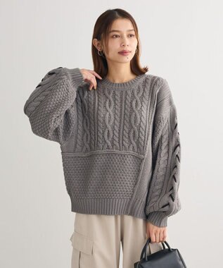 Green Parks 変形ケーブルニットプルオーバー Gray