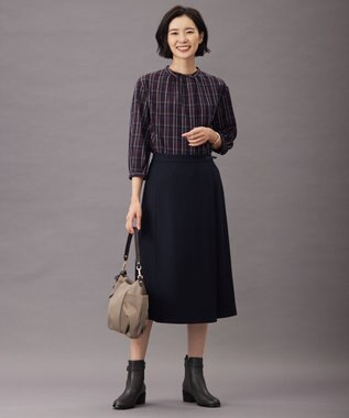 J.PRESS LADIES S 【洗える】ウールスムース スカート ネイビー系