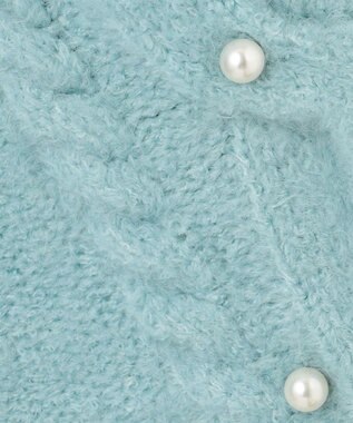 Feroux 【洗える】パールスリーブ ケーブルニット グリーン系