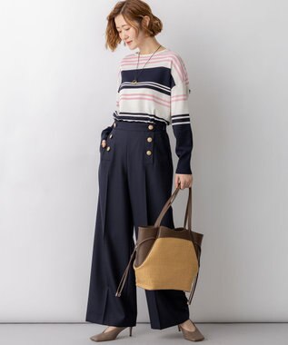 23区 ペーパーライクコンビ トートバッグ (M) ブラウン×ベージュ