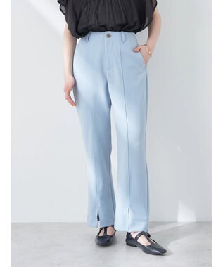 earth music&ecology カットツイルスリットセミフレアパンツ Blue