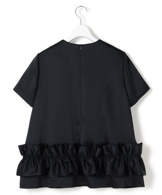 23区 【APPLAUDIR】クリアダブルサテン フリルヘム ブラウス ネイビー系