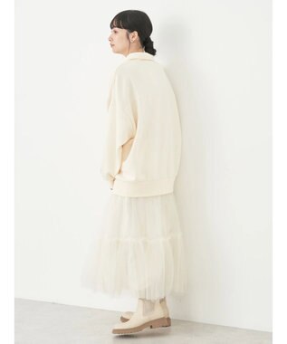 earth music&ecology ハーフジップロゴチュニック Ivory