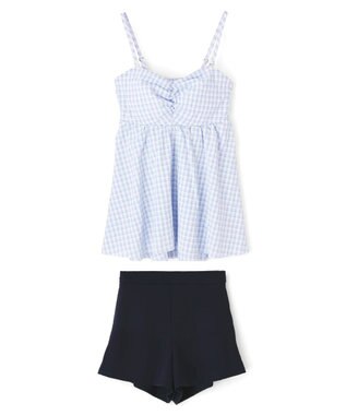 San-ai Resort（三愛水着楽園） 【WEB限定】ペプラムチェック3点セット【Beach Queen（ビーチクイーン）】 ブルー